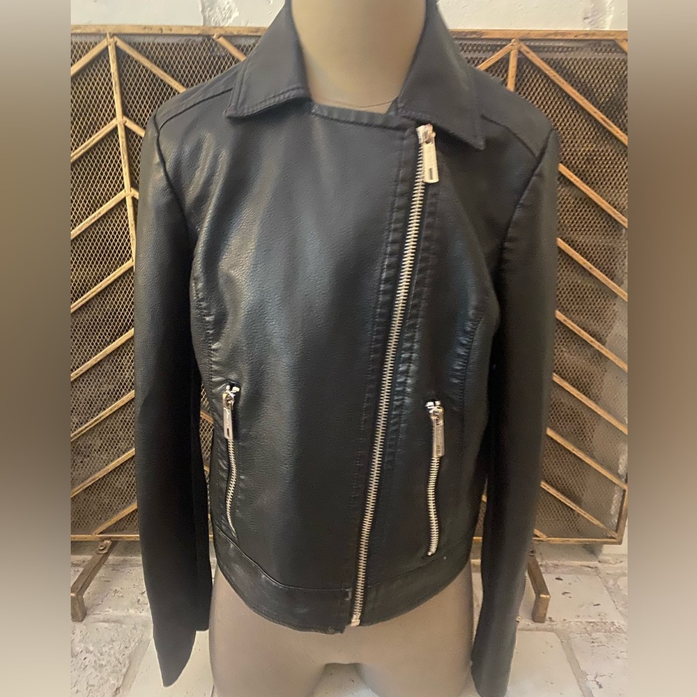 Kenneth Cole Reaction Faux Leather Moto Jacket Size Large